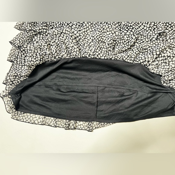 White & Black Polka Dot Tiered Skirt Mini Mid Ruffle Casual Summer Vacation Boho - Picture 8 of 15